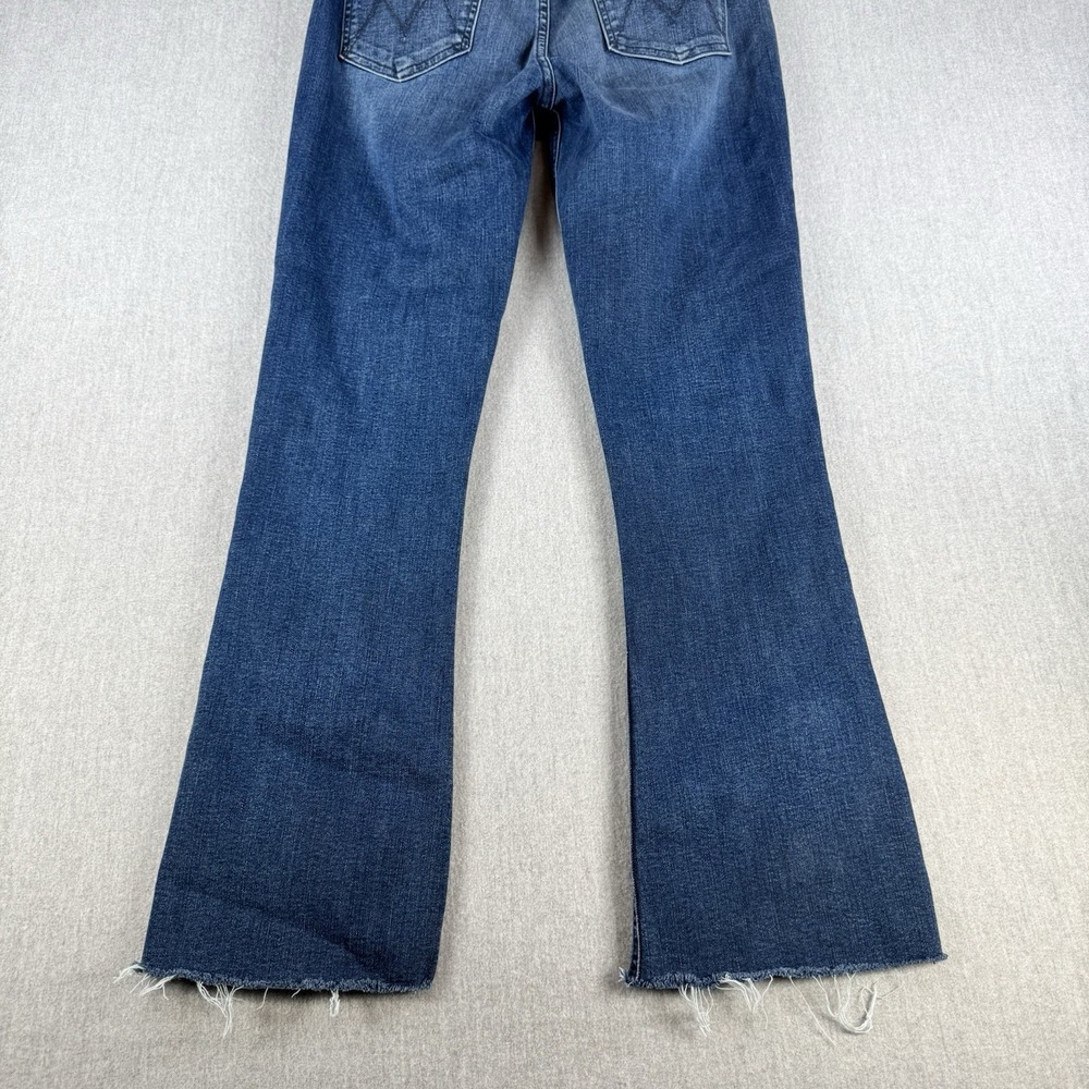 MOTHER Runaway Step Fray Jeans Women 32 Blue Flare Raw Hem Denim Boho - Picture 12 of 14